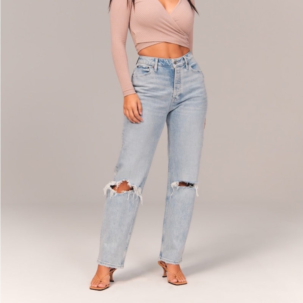 ANF the dad high rise curve love Jean